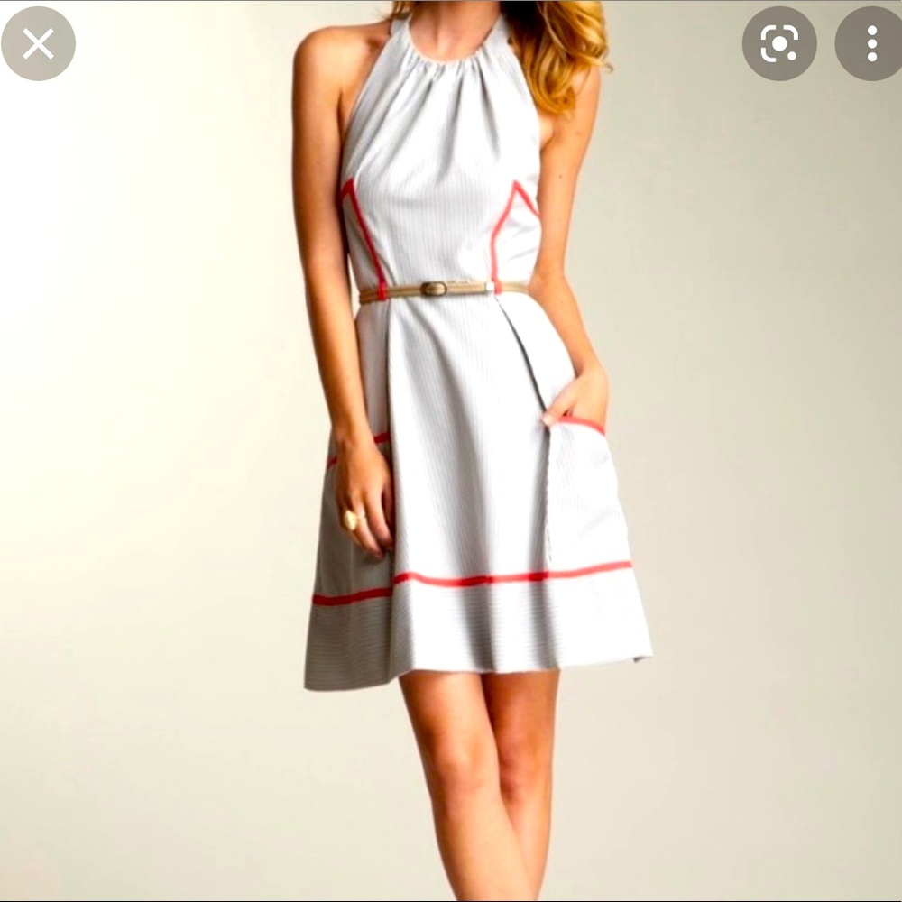 Seersucker Jessica Simpson halter dress with removable belt
